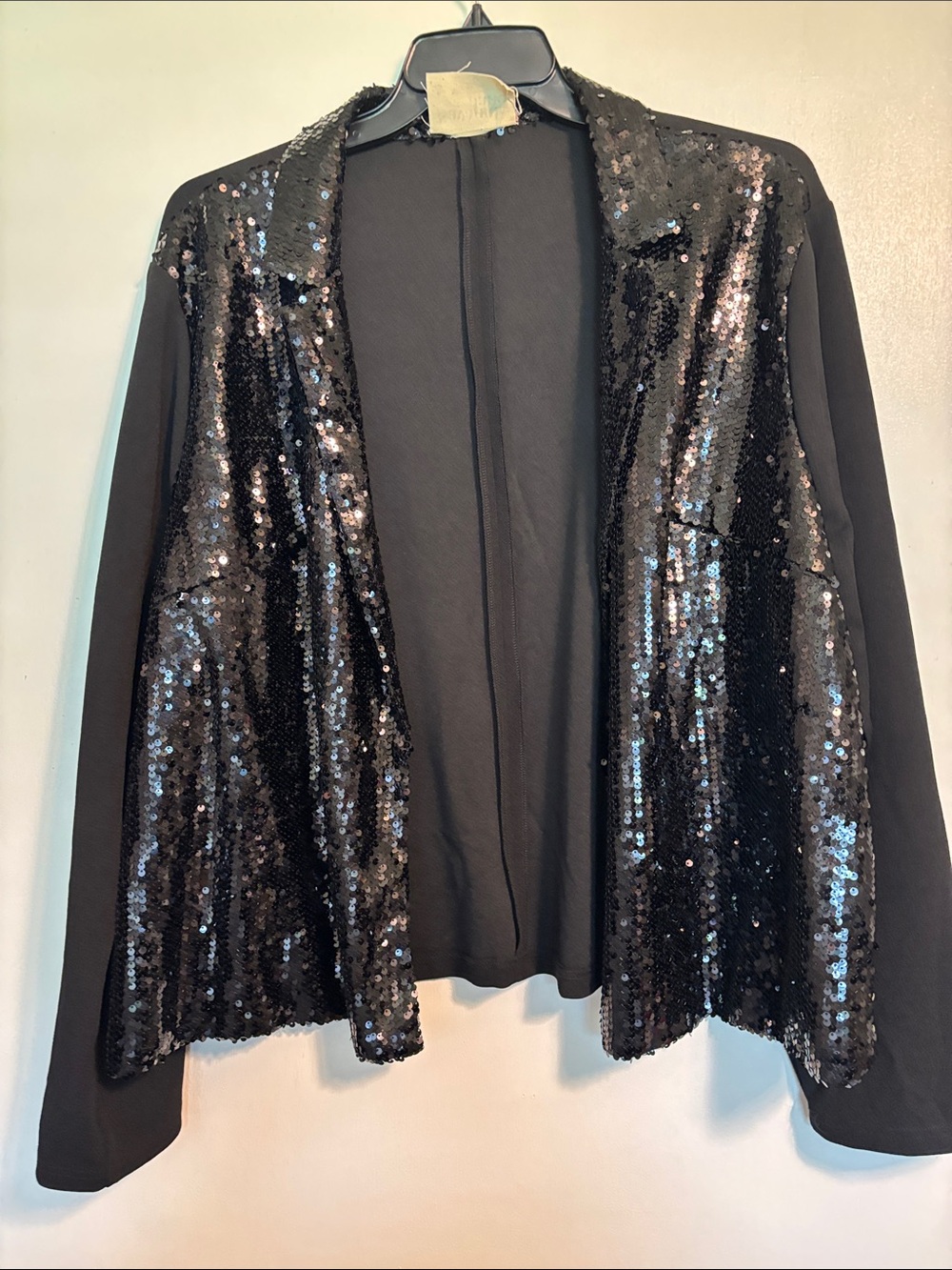 Savanna Jane Black Sequin Open Blazer Jacket